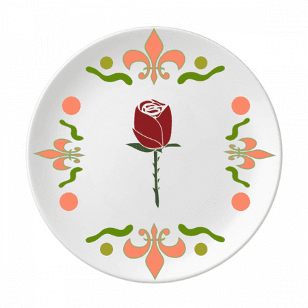 Red Carnation Flower Pattern Flower Ceramics Plate Tableware Dinner Dish