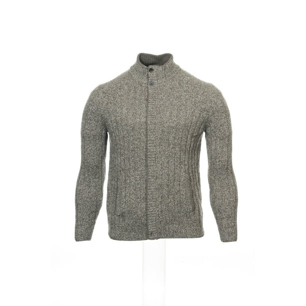 Tasso Elba Collezione Men's Taupe Cable Knit Full Zip Sweater