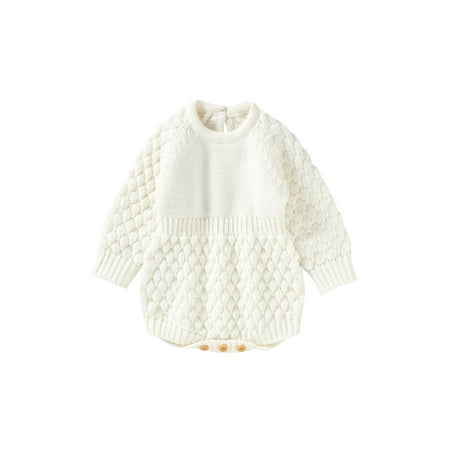 Calsunbaby Toddler Baby Girls Boys Knitted Rompers Solid Color Round Neck Long Sleeve Jumpsuit Bodysuit Cream White 12-18 Months
Calsunbaby Toddler Baby Girls Boys Knitted Rompers Solid Color Round Neck Long Sleeve Jumpsuit Bodysuit Cream White 12-18 Months