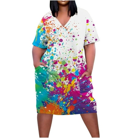 YanHoo Women s Summer Shift Dresses Plus Size Short Sleeve V neck Midi Dress Loose Casual Print Dress with Pockets
YanHoo Women s Summer Shift Dresses Plus Size Short Sleeve V neck Midi Dress Loose Casual Print Dress with Pockets