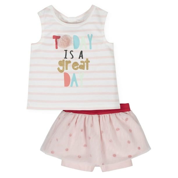 Gerber Toddler Girls Tank Top & Bike Shorts, 2-Piece Outfit Set
