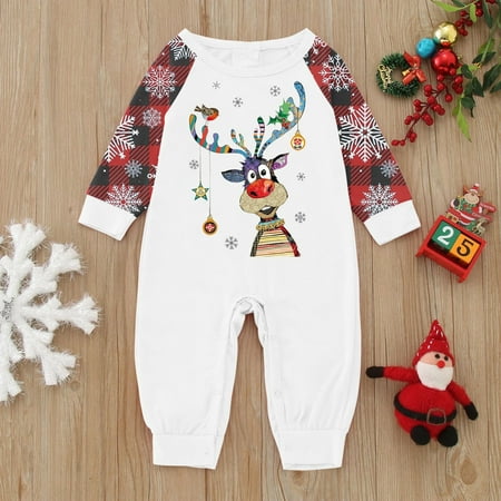 LINMOUA Christmas Parent-child Family Set Home Printed CHRISTMAS PAJAMAS Two-piece Set