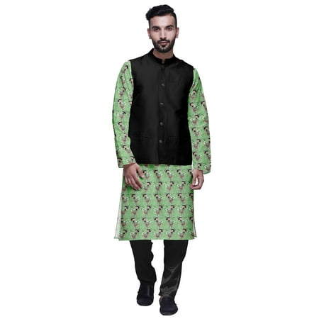 Atasi Traditional Mens Dupion Silk Kurta Pajama Set With Nehru Jacket Men Wear
