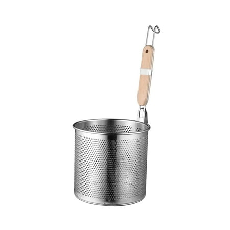 

Food Colander Stainless Steel Pasta Sieve Kitchen Cooking Tool Dumpling Basket Mesh Strainer for Frying Cooking Noodles Dumplings Camping 18cm flat handle