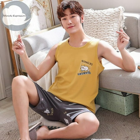 QWZNDZGR Summer Men Pyjamas Sleeveless Cotton Cartoon Pajamas Set Casual Sleepwear Pyjamas Night Suits Pijamas Plus Size 4XL Homewear
QWZNDZGR Summer Men Pyjamas Sleeveless Cotton Cartoon Pajamas Set Casual Sleepwear Pyjamas Night Suits Pijamas Plus Size 4XL Homewear