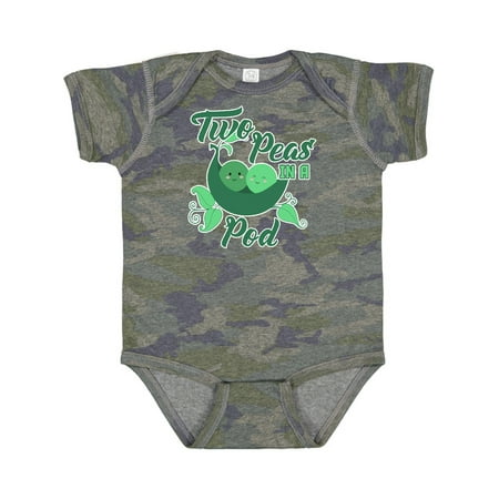 Inktastic Two Peas in a Pod with Faces Gift Baby Boy or Baby Girl Bodysuit