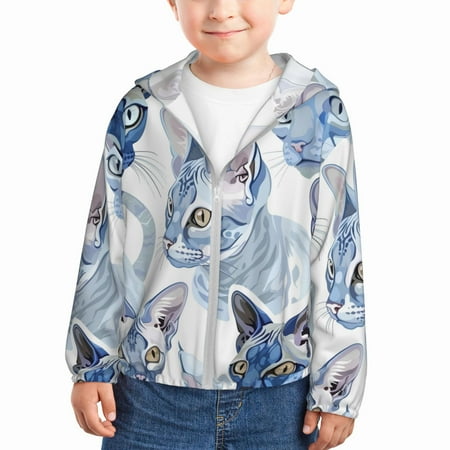 Sun Hoodie for Kids Blue Cats Illustration Pattern Long Sleeve Swim Fishing Shirts Sun Protection Zip Up Jacket Clothing Athletic Hoodie
Sun Hoodie for Kids Blue Cats Illustration Pattern Long Sleeve Swim Fishing Shirts Sun Protection Zip Up Jacket Clothing Athletic Hoodie
