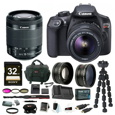 Canon T6 EOS Rebel DSLR Camera w/ EF-S 18-55mm IS II Lens & 58mm Wide & Telephoto Lens Bundle