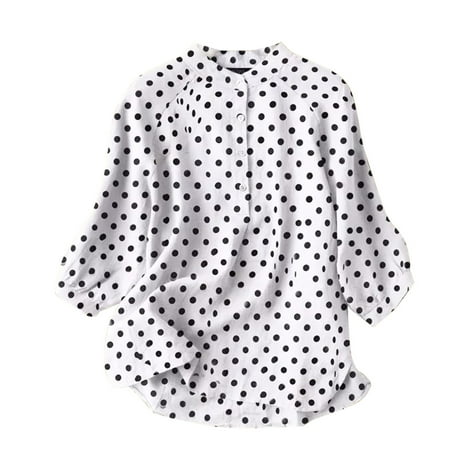 Women S Spring And Summer Round Neck Button Polka Dot Cotton Linen Texture Cotton Linen Shirt
Women S Spring And Summer Round Neck Button Polka Dot Cotton Linen Texture Cotton Linen Shirt