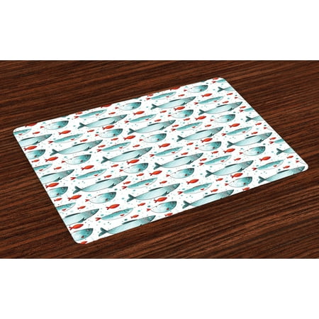 Fish Placemats Set of 4 Subaquatic Animal Pattern on Dotted Background Ocean Inhabitants with Scales Washable Fabric Place Mats for Dining Room Kitchen Table Decor Orange and Pale Blue by Ambesonne
Fish Placemats Set of 4 Subaquatic Animal Pattern on Dotted Background Ocean Inhabitants with Scales Washable Fabric Place Mats for Dining Room Kitchen Table Decor Orange and Pale Blue by Ambesonne