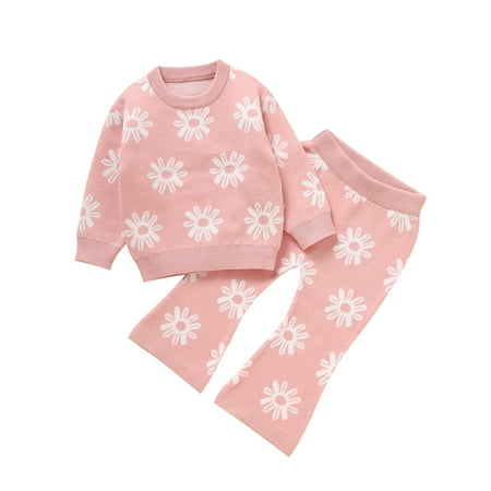 ZHAGHMIN Toddler Girls Knitted Sweater T-Shirts Tops And Pants Winter Warm Clothes Set Cotton Floral Printed Sweatshirt Flare Pants Pink 98
ZHAGHMIN Toddler Girls Knitted Sweater T-Shirts Tops And Pants Winter Warm Clothes Set Cotton Floral Printed Sweatshirt Flare Pants Pink 98