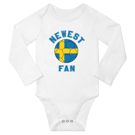 Newest Sweden Soccer Football Fan Baby Long Sleeve Rompers (White 24 Months)