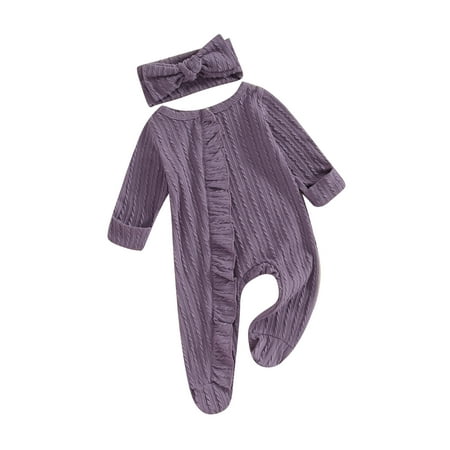 Co.MMehjri Baby Girls Spring Autumn Jumpsuit Long Sleeve Crew Neck Solid Color Ruffle Romper with Headband
Co.MMehjri Baby Girls Spring Autumn Jumpsuit Long Sleeve Crew Neck Solid Color Ruffle Romper with Headband