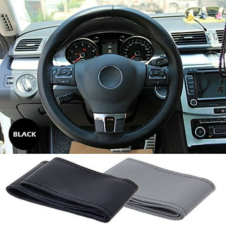 lemonbest universal pu leather car steering wheel cover anti slip auto car stitch on wrap cover 15