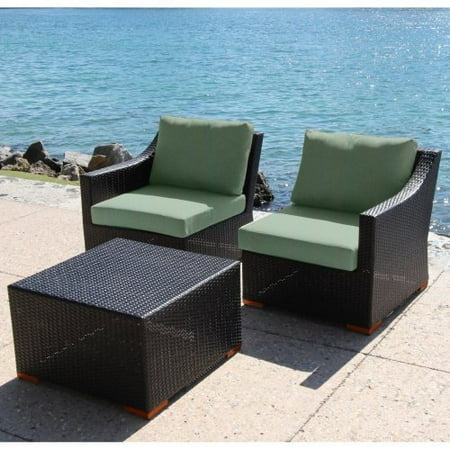 Bellini Home and Gardens Teana Wicker 3 Piece Patio Deep Seating Chat Set