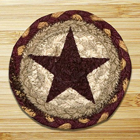 5in. x 5in. Burgundy, Gray & Cream Star Printed Coaster - Set Of 4