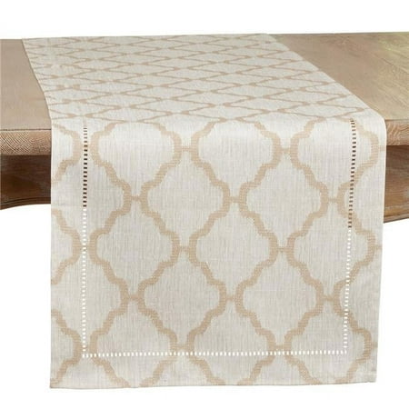 16 x 120 in. Laser-Cut Hemstitch Runner Taupe