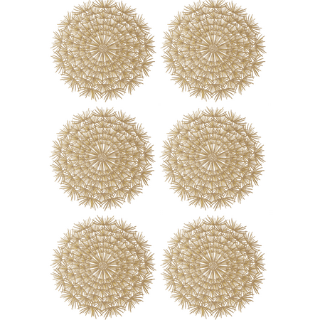 6 Pack Round Pressed Vinyl Placemats Gold Hollow Wedding Accent Centerpiece Placemat for Dining Table Kitchen Decor Gold
6 Pack Round Pressed Vinyl Placemats Gold Hollow Wedding Accent Centerpiece Placemat for Dining Table Kitchen Decor Gold
