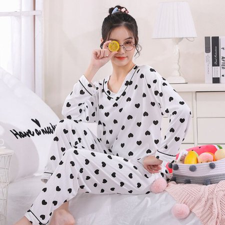 DanceeMangoo Womens Pajamas Set Spring Autumn V-neck Girl Elastic Waist Sleepwear Set Polyester Womens Long Sleeve Nightwear Print Top Long
DanceeMangoo Womens Pajamas Set Spring Autumn V-neck Girl Elastic Waist Sleepwear Set Polyester Womens Long Sleeve Nightwear Print Top Long