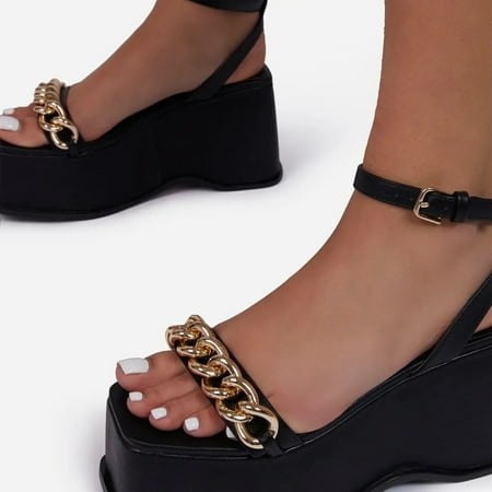 Sunvit Womens Platform Sandals Roman Mid Heels Casual Square Toe Summer Slide Sandals #415 Black
Sunvit Womens Platform Sandals Roman Mid Heels Casual Square Toe Summer Slide Sandals #415 Black