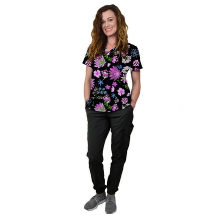 Womens Medical Nursing Scrub Set GT 4FLEX Print Top and Jogger Pant-Bright Flowers/Black Pant-X-Large
Womens Medical Nursing Scrub Set GT 4FLEX Print Top and Jogger Pant-Bright Flowers/Black Pant-X-Large