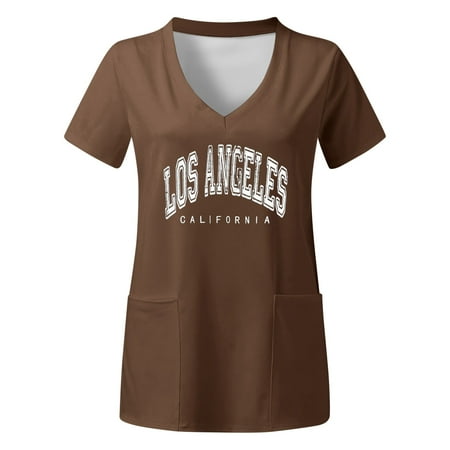 Women Scrubs Top Working Uniform Nurses Clothing Workwear Plus Size Top V-Neck Short Sleeve Pockets Letter Printed T-Shirt Vacation Clothes
Women Scrubs Top Working Uniform Nurses Clothing Workwear Plus Size Top V-Neck Short Sleeve Pockets Letter Printed T-Shirt Vacation Clothes