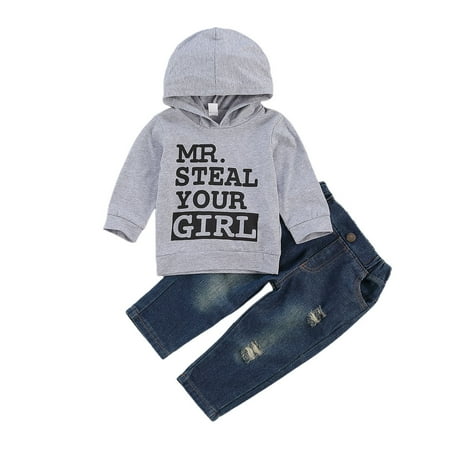 Toddler Baby Boy Denim Pants Set Kids Long Sleeve Letter Hoodie Top+Ripped Jeans Pants Fall Winter Outfits
Toddler Baby Boy Denim Pants Set Kids Long Sleeve Letter Hoodie Top+Ripped Jeans Pants Fall Winter Outfits