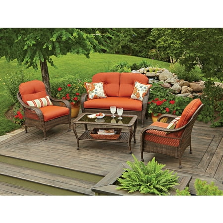 Better Homes and Gardens Azalea Ridge 4-Piece Patio Conversation Set, Seats 4