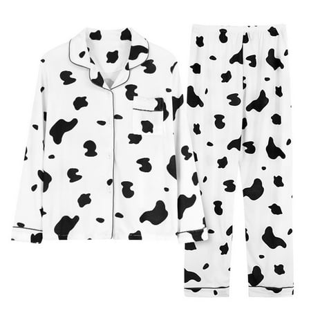 Women 2Pcs Pajamas Set Long Sleeve Lapel Button Down Cow Leopard Print Sleepwear
Women 2Pcs Pajamas Set Long Sleeve Lapel Button Down Cow Leopard Print Sleepwear