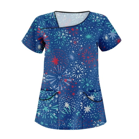 Yubatuo Independence Day Women Plus Size Scrubs Top with Pockets V-Neck Short Sleeve Printed Work Blouse for Women Blue 2XL
Yubatuo Independence Day Women Plus Size Scrubs Top with Pockets V-Neck Short Sleeve Printed Work Blouse for Women Blue 2XL