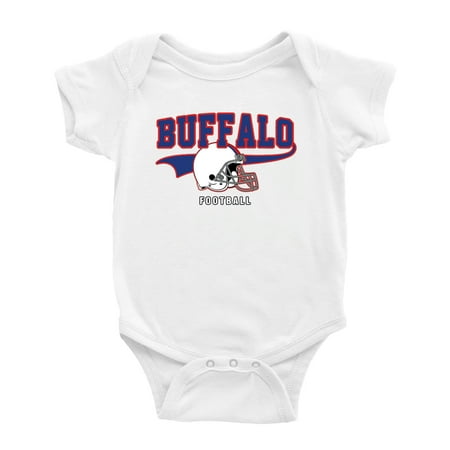 Cute Buffalo One-piece Outfits Football Jersey Baby Clothes (White 6-12 Monthes)