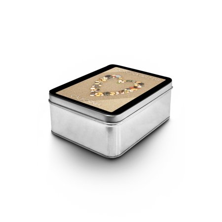 Corona del Mar, California - Stone Heart on Sand - Lantern Press Photography (Keepsake Tin)