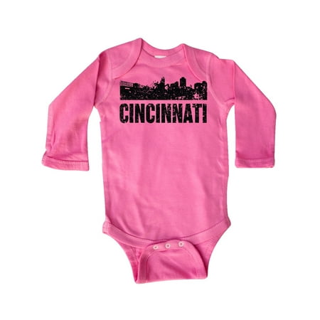 Inktastic Cincinnati Skyline Grunge Gift Baby Boy or Baby Girl Long Sleeve Bodysuit
