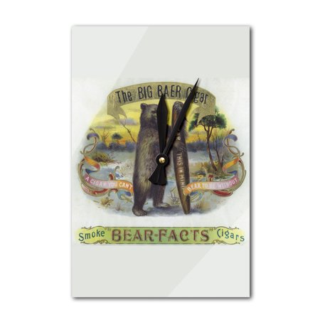 The Big Baer Cigar, Bear-Facts Brand Cigar Inner Box Label - Misspelling (Acrylic Wall Clock)