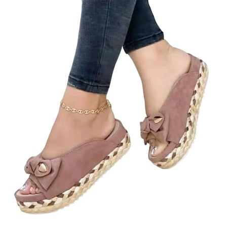 Women Comfy Wedges Sandals with Bowknot Design Slip On Shoe for Dresses Jeans Skirts Short Pants 43 Coffee
Women Comfy Wedges Sandals with Bowknot Design Slip On Shoe for Dresses Jeans Skirts Short Pants 43 Coffee