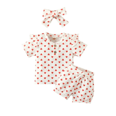 Yinyinxull Kids Baby Girls Love Printed 3Pcs Clothes Set Short Sleeve Tops+Shorts+Bow Headband Rib Outfits White 3-4 Years
Yinyinxull Kids Baby Girls Love Printed 3Pcs Clothes Set Short Sleeve Tops+Shorts+Bow Headband Rib Outfits White 3-4 Years