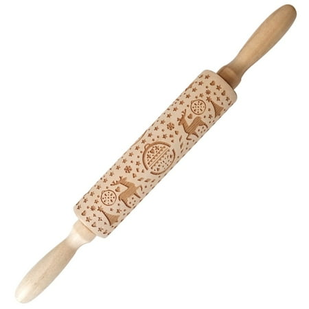 ZPPruwei Christmas Rolling Pin Engraved Carved Wood Embossed Rolling Pin Kitchen Tool
ZPPruwei Christmas Rolling Pin Engraved Carved Wood Embossed Rolling Pin Kitchen Tool