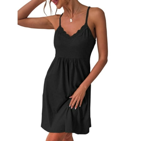 Yskkt Women s fashion solid color pajamas dress sexy halter V-neck lace edge pajamas casual and comfortable pajamas
Yskkt Women s fashion solid color pajamas dress sexy halter V-neck lace edge pajamas casual and comfortable pajamas