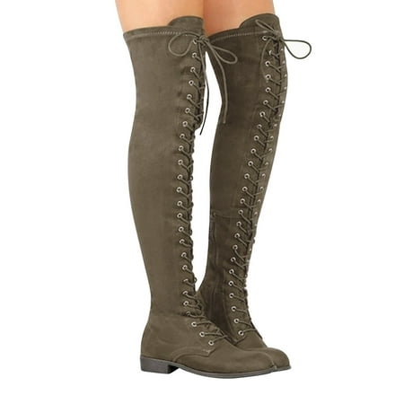 Fidelma Women s Boots Lace-Up Knee Bare Boots Flat Round Toe Shoes Casual Long Tube Booties Green 43
Fidelma Women s Boots Lace-Up Knee Bare Boots Flat Round Toe Shoes Casual Long Tube Booties Green 43