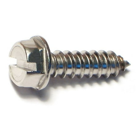#12 x 3/4 18-8 Stainless Steel Slotted Hex Washer Head Sheet Metal Screws
