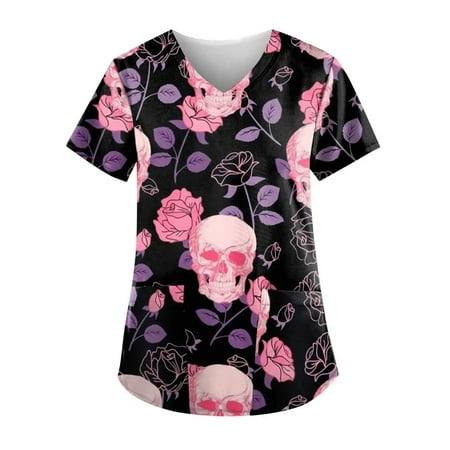 Dezsed Halloween Scrub Top For Women V-Neck Short Sleeve T Shirt Casual Working Uniform Printing Tunic Blouse Tops With Pockets Vintage Clothes On Clearance
Dezsed Halloween Scrub Top For Women V-Neck Short Sleeve T Shirt Casual Working Uniform Printing Tunic Blouse Tops With Pockets Vintage Clothes On Clearance