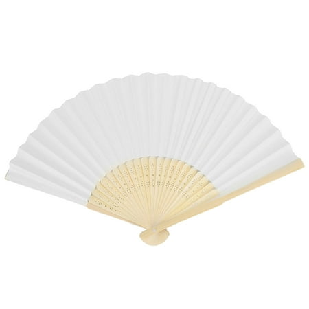 Yesbay Chinese Style Blank Folding Hand Held Bamboo Paper Pocket Fan DIY Craft Gift White