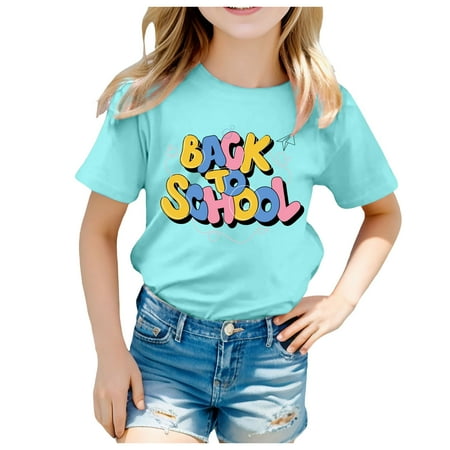 Summer Clothes For Baby Girl Light Blue-3 Kids School Season Back To School Season Printed Casual Short Sleeve Top T Shirt Back To School Clothes 110
Summer Clothes For Baby Girl Light Blue-3 Kids School Season Back To School Season Printed Casual Short Sleeve Top T Shirt Back To School Clothes 110