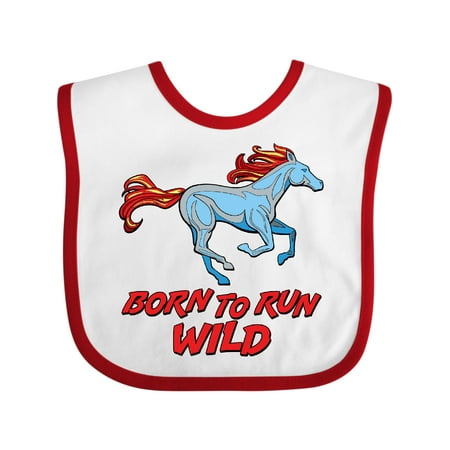 Inktastic Born to Run Wild- Galloping Horse Gift Baby Boy or Baby Girl Bib