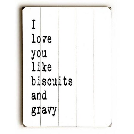 ArteHouse Decorative Wood Sign "Biscuits And Gravy" by Artist Tracy Wills, 12" x 16", Planked Wood