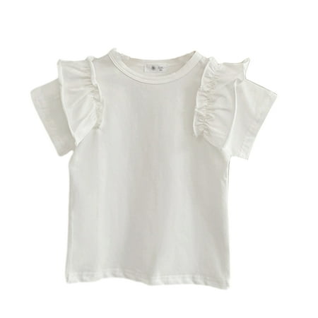 Godderr Kids Baby Crewneck Tees Shirt for Girls Ruffle Sleeve Tees Tops Toddler Little Girls Solid Color Summer T-Shirt for 1-9 Years
Godderr Kids Baby Crewneck Tees Shirt for Girls Ruffle Sleeve Tees Tops Toddler Little Girls Solid Color Summer T-Shirt for 1-9 Years