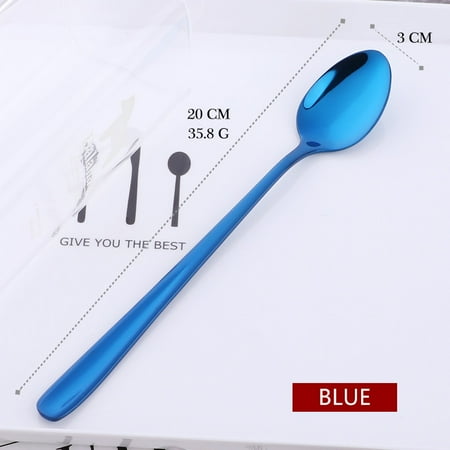 3PCS/lot 18/10 stainless Steel Ice Cream Dessert Tea Spoon With Long Handle Kitchen Colourful Coffee Scoops Mixing spoons