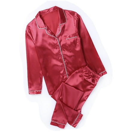 Madjtlqy 2Pcs Women Faux Silk Satin Long Sleeve Tops+Pants Pajama Sets Pyjamas Sleepwear
Madjtlqy 2Pcs Women Faux Silk Satin Long Sleeve Tops+Pants Pajama Sets Pyjamas Sleepwear