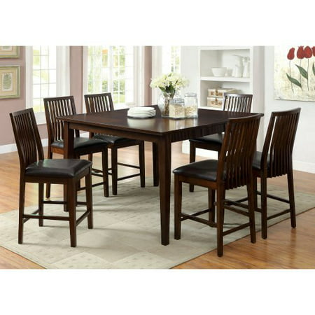 Furniture of America Alliani 7-Piece Counter Height Dining Table Set - Walnut