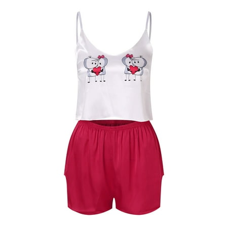 XIUH Sleepwear For Women V Neck Ice Silk Sling Pajamas Women s Thin Vest Super Shorts Silk Home Clothes Two Piece Set Women s Sleepwear Hot Pink L
XIUH Sleepwear For Women V Neck Ice Silk Sling Pajamas Women s Thin Vest Super Shorts Silk Home Clothes Two Piece Set Women s Sleepwear Hot Pink L